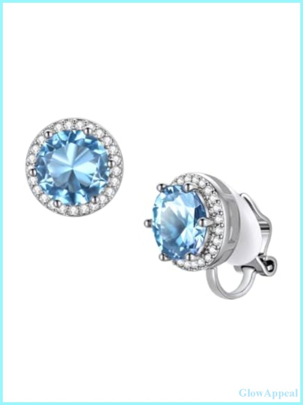 Clip On Earrings for Women Silver Plated Hypoallergenic Birthstone Studs